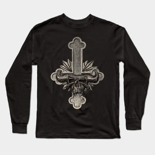 Lucifuge Inverted Cross & Skull Long Sleeve T-Shirt